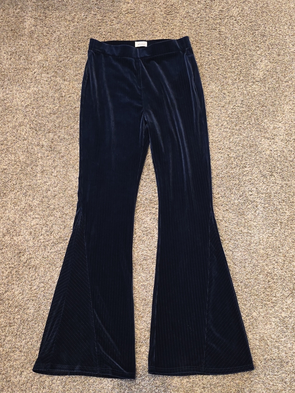 KanCan Midnight Blue Velvet Flare Pants